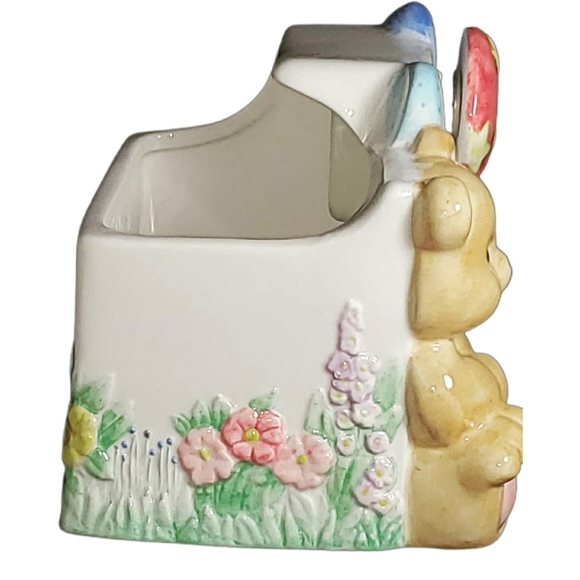 Charming Antique Napcoware Teddy Bear Balloon Music Box Planter Whimsical Nurser - Picture 3 of 6